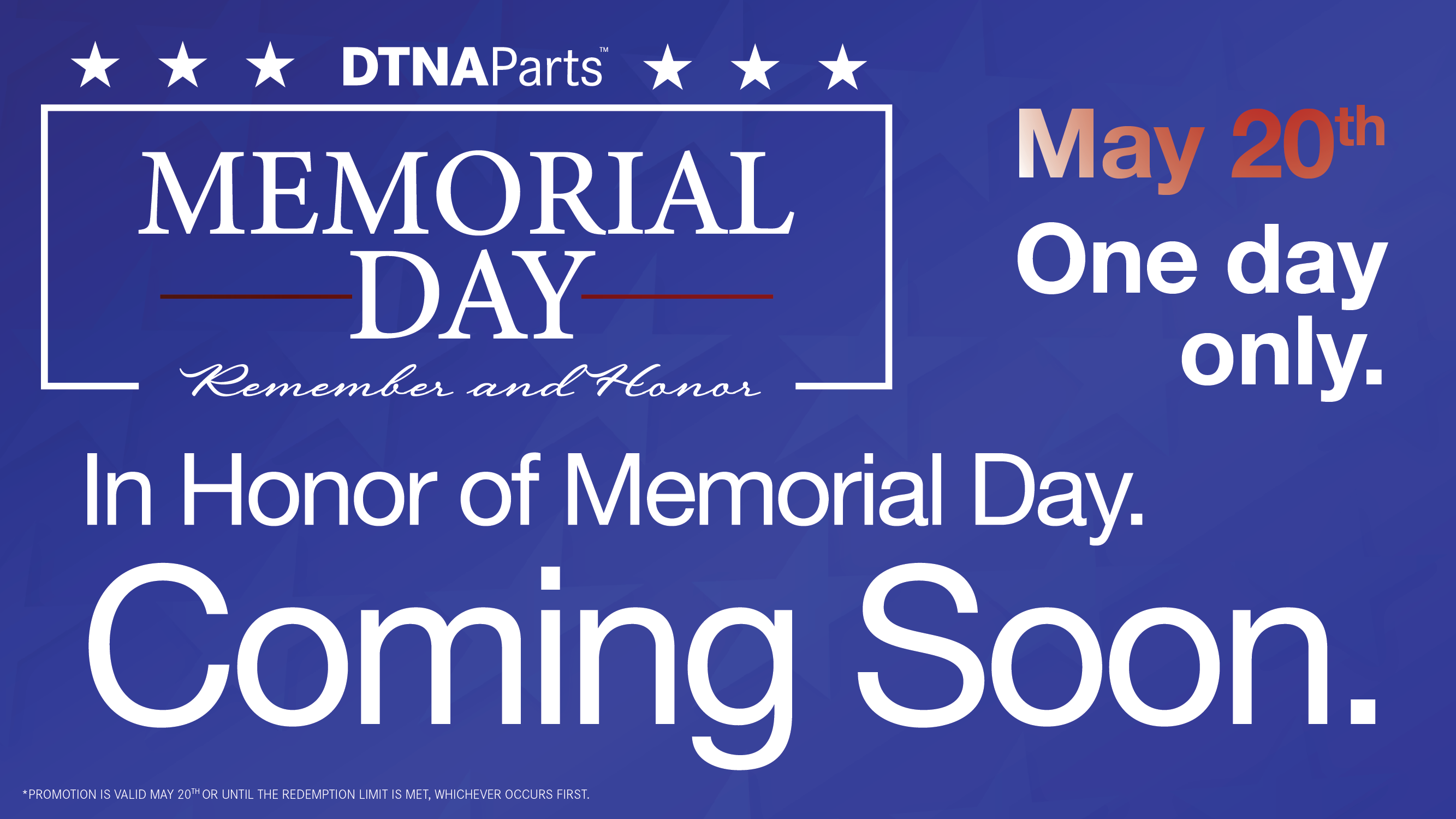 Memorialday2026 Dtnapartswebsite Comingsoon