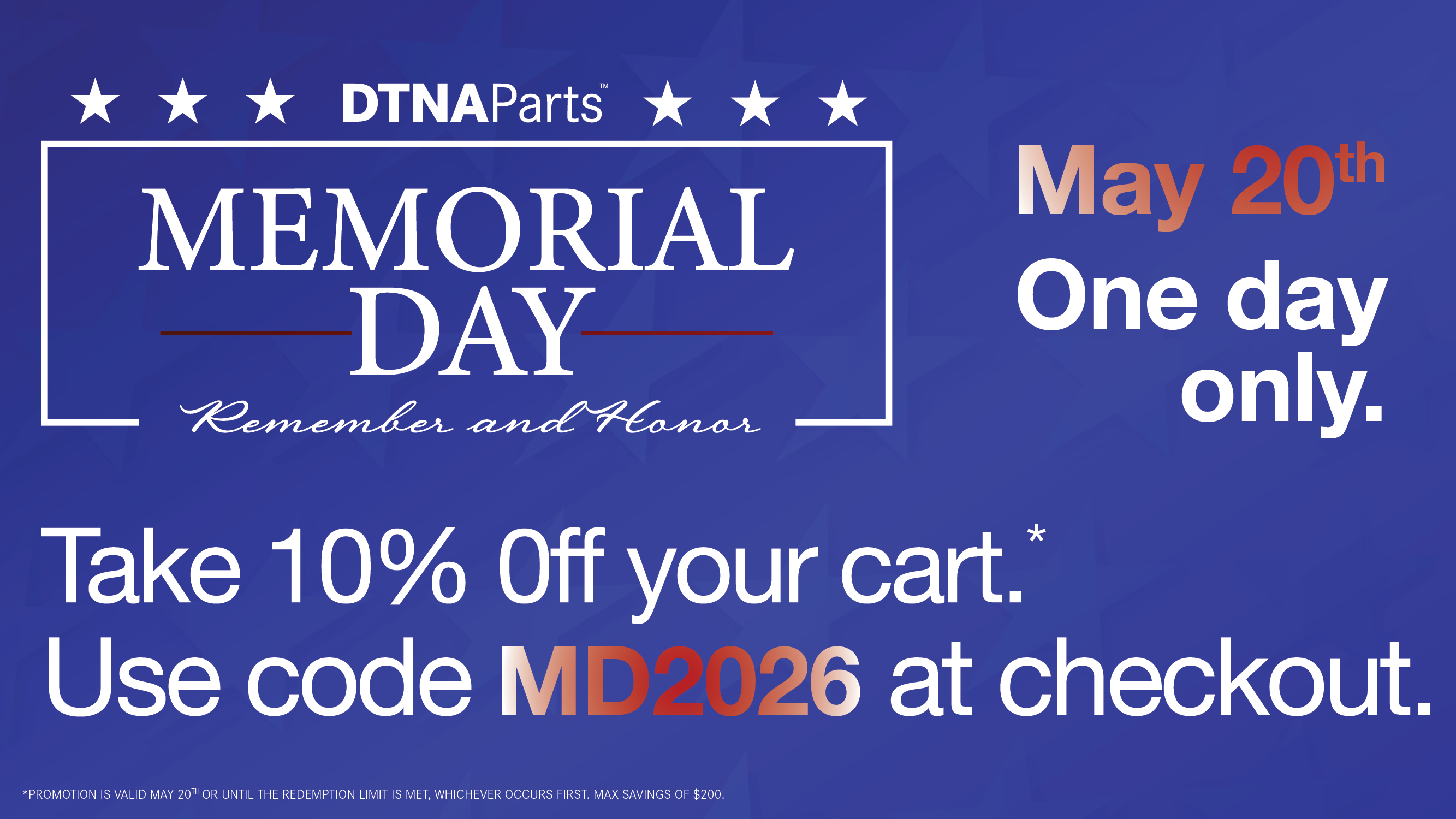 Memorialday2026 Dtnapartswebsite Live